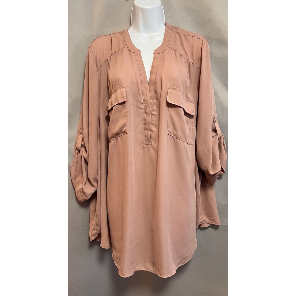Torrid Harper Pullover 3/4 Sleeve Blouse Womens Dark Peach Size 4 flowy boho